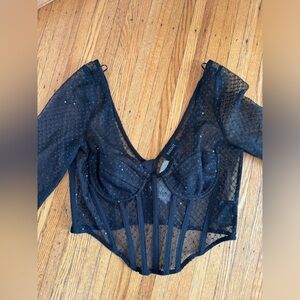 NWT Bardot Sequin Mesh Corset Top